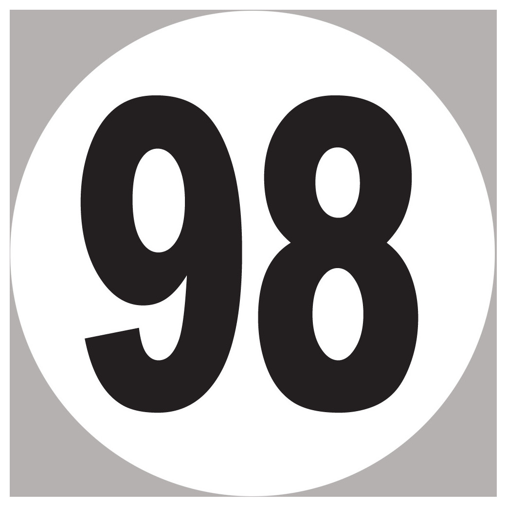 numéro 98 - 5x5cm - Sticker/autocollant