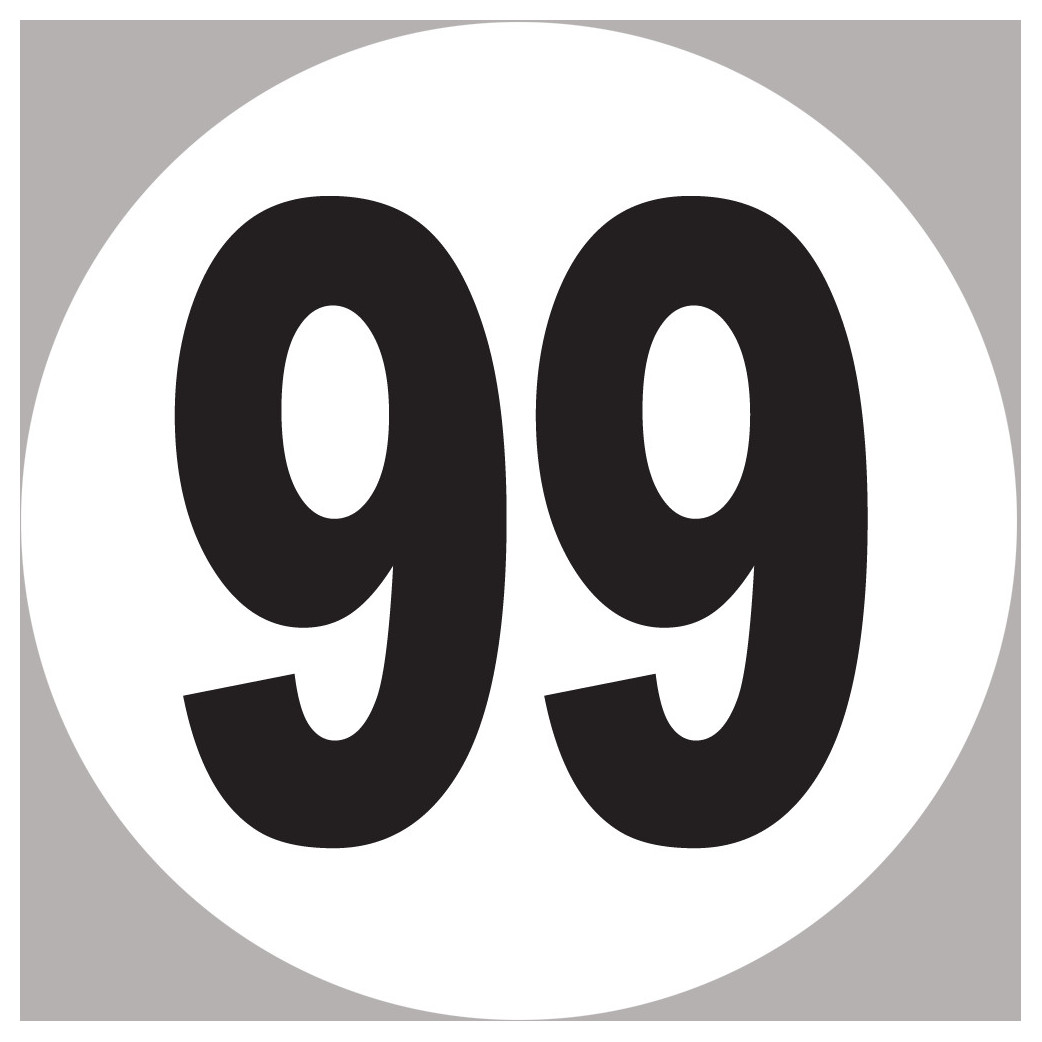 numéro 99 - 10x10cm - Sticker/autocollant
