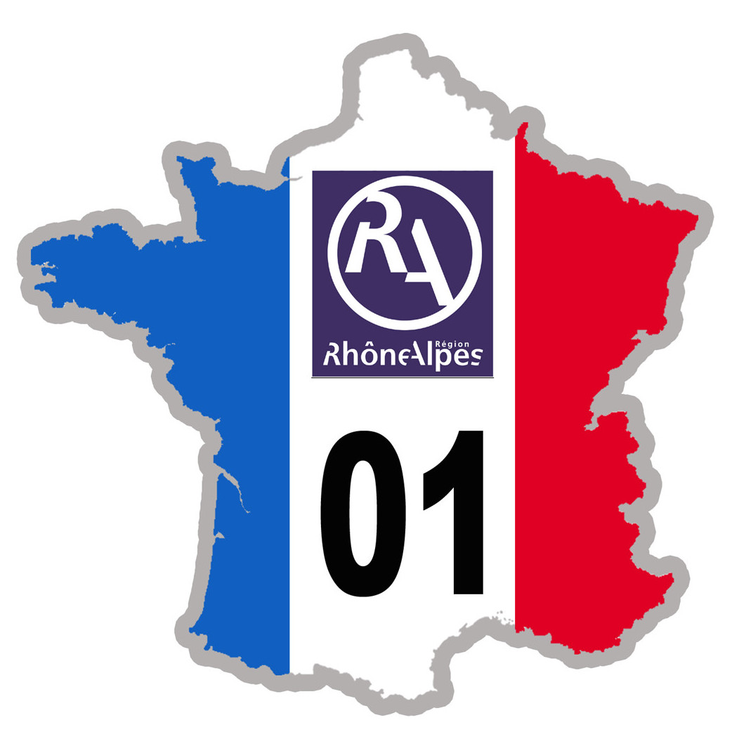 FRANCE 01 Rhône Alpes - 5x5cm - Sticker/autocollant