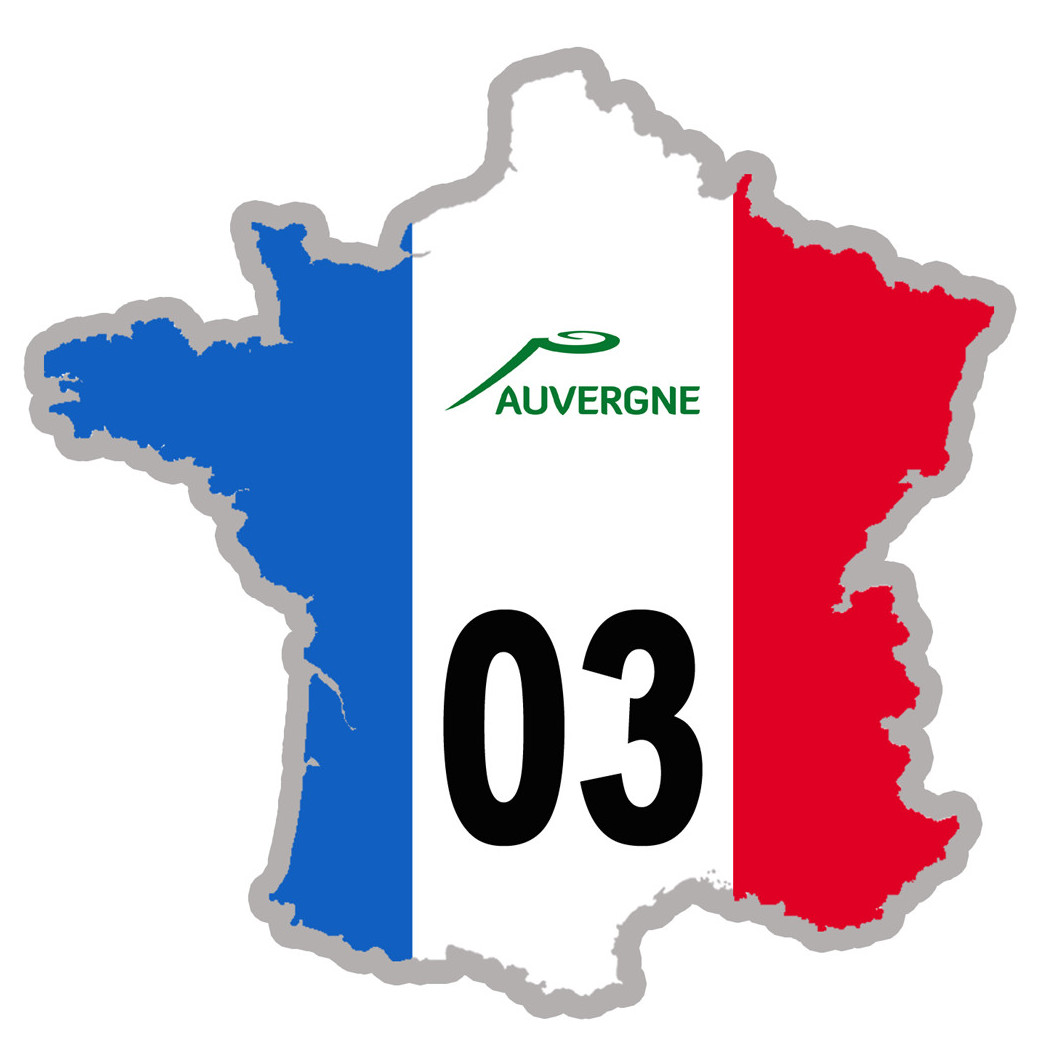 FRANCE 03 Auvergne - 15x15cm - Sticker/autocollant