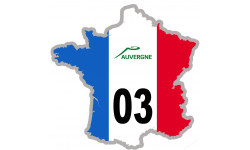 FRANCE 03 Région Auvergne - 15x15cm - Sticker/autocollant