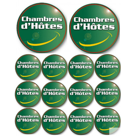 Chambres d’hôtes (2 fois 10cm & 12 fois 5cm) - Sticker/autocollant