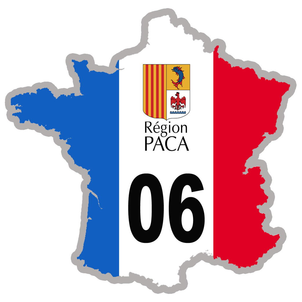 FRANCE 06 Région PACA - 15x15cm - Sticker/autocollant