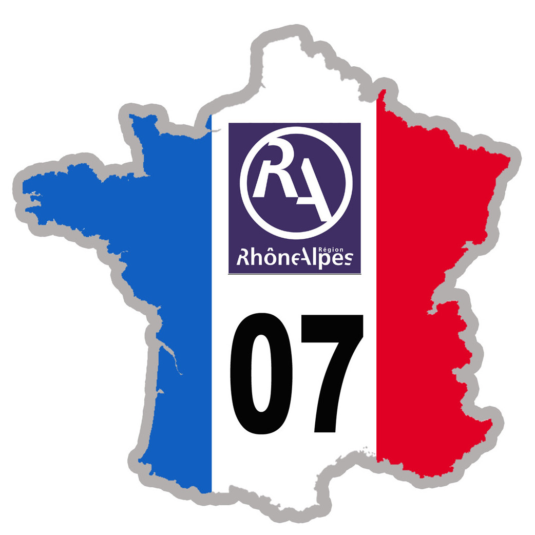 FRANCE 07 Région Rhône Alpes - 5x5cm - Sticker/autocollant