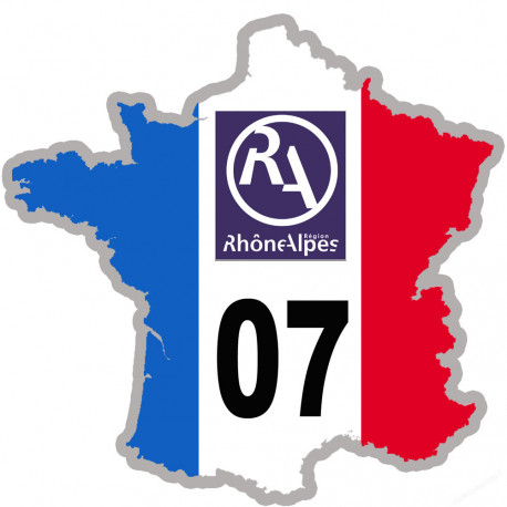 FRANCE 07 Région Rhône Alpes - 5x5cm - Sticker/autocollant