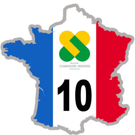 FRANCE 10 Région Champagne - 15x15cm - Sticker/autocollant