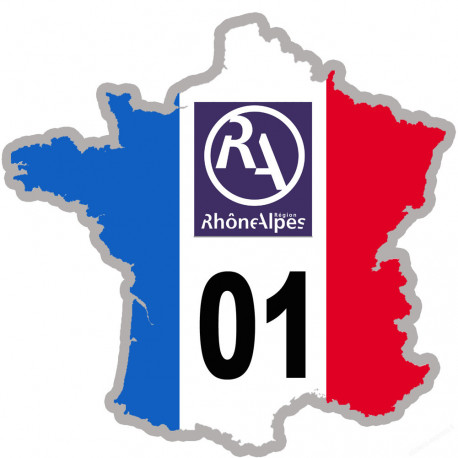 FRANCE 01 Rhône Alpes - 10x10cm - Sticker/autocollant