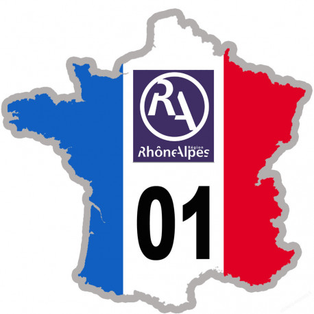 FRANCE 01 Région Rhône Alpes - 10x10cm - Sticker/autocollant