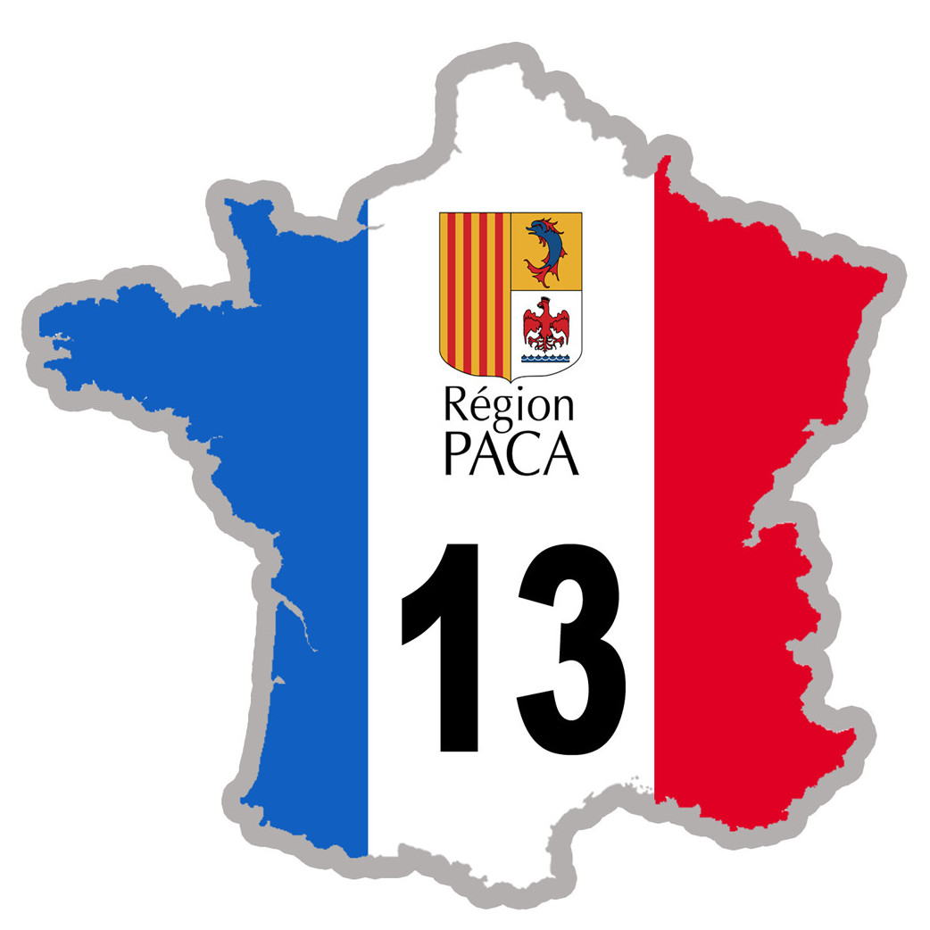 FRANCE 13 Région PACA - 10x10cm - Sticker/autocollant