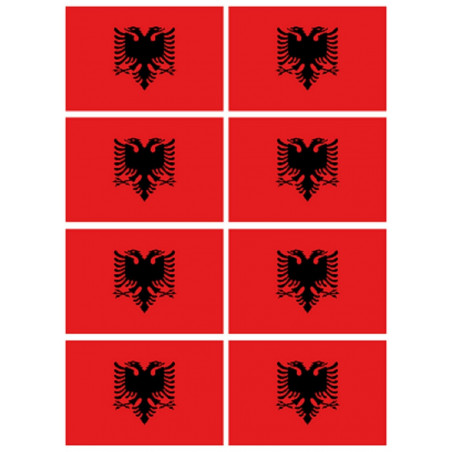 Drapeau Albanie (8 fois 9.5x6.3 cm) - Sticker/autocollant
