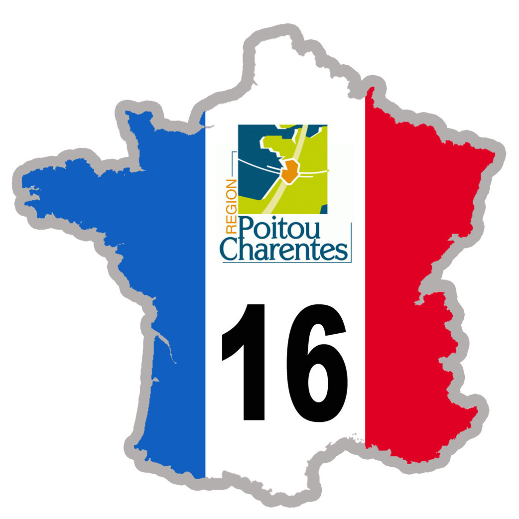 FRANCE 16 Charente - 10x10cm - Sticker/autocollant