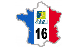 FRANCE 16 de la Charente - 10x10cm - Sticker/autocollant