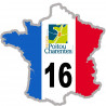 FRANCE 16 Charente - 10x10cm - Sticker/autocollant