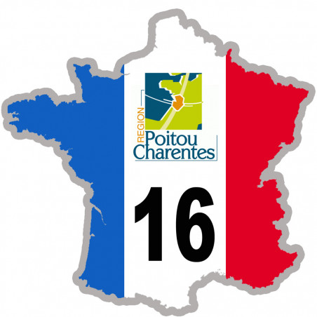 FRANCE 16 de la Charente - 5x5cm - Sticker/autocollant