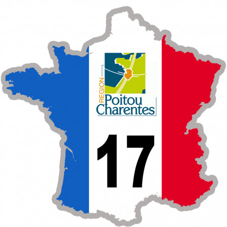 FRANCE 17 région Poitou Charente - 20x20cm - Sticker/autocollant