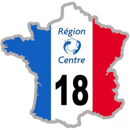 FRANCE 18 Région Centre - 15x15cm - Sticker/autocollant