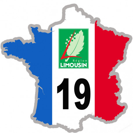 FRANCE 19 région Limousin - 5x5cm - Sticker/autocollant