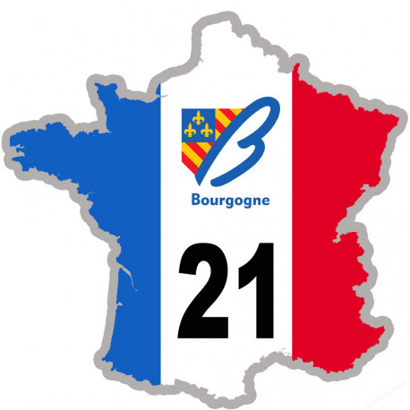FRANCE 21 région Bourgogne - 10x10cm - Sticker/autocollant