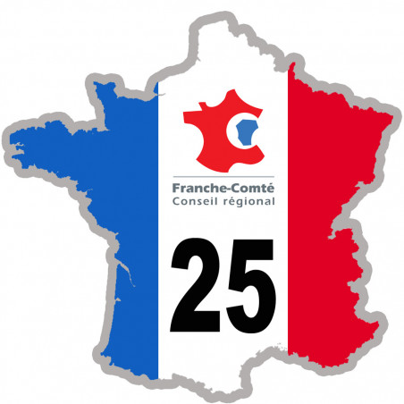 FRANCE 25 Franche-Comté - 15x15cm - Sticker/autocollant