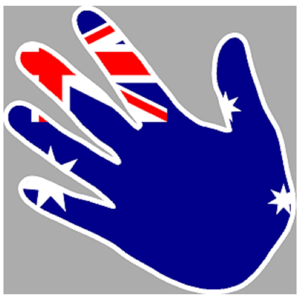 Drapeau Australie en forme de main (17x17cm) - Sticker/autocollant