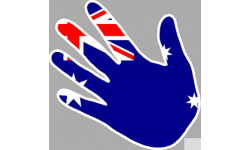 Autocollants : Drapeau Australie en forme de main (17x17cm)
