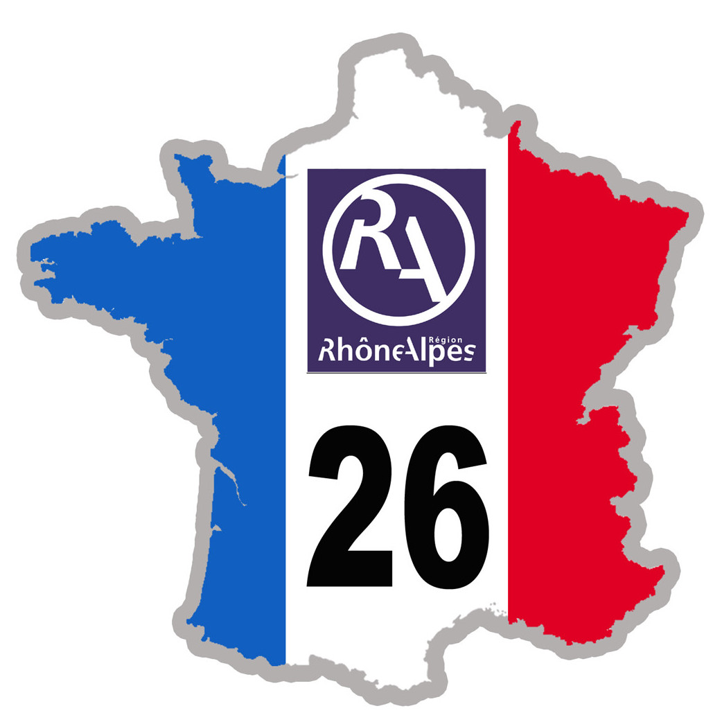 FRANCE 26 Rhône Alpes - 15x15cm - Sticker/autocollant