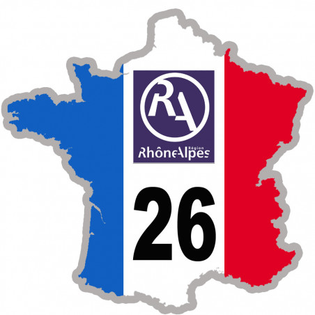 FRANCE 26 Région Rhône Alpes - 20x20cm - Sticker/autocollant