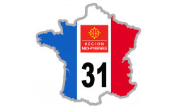 FRANCE 31 Région Midi Pyrénées - 5x5cm - Sticker/autocollant