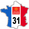 FRANCE 31 Région Midi Pyrénées - 15x15cm - Sticker/autocollant