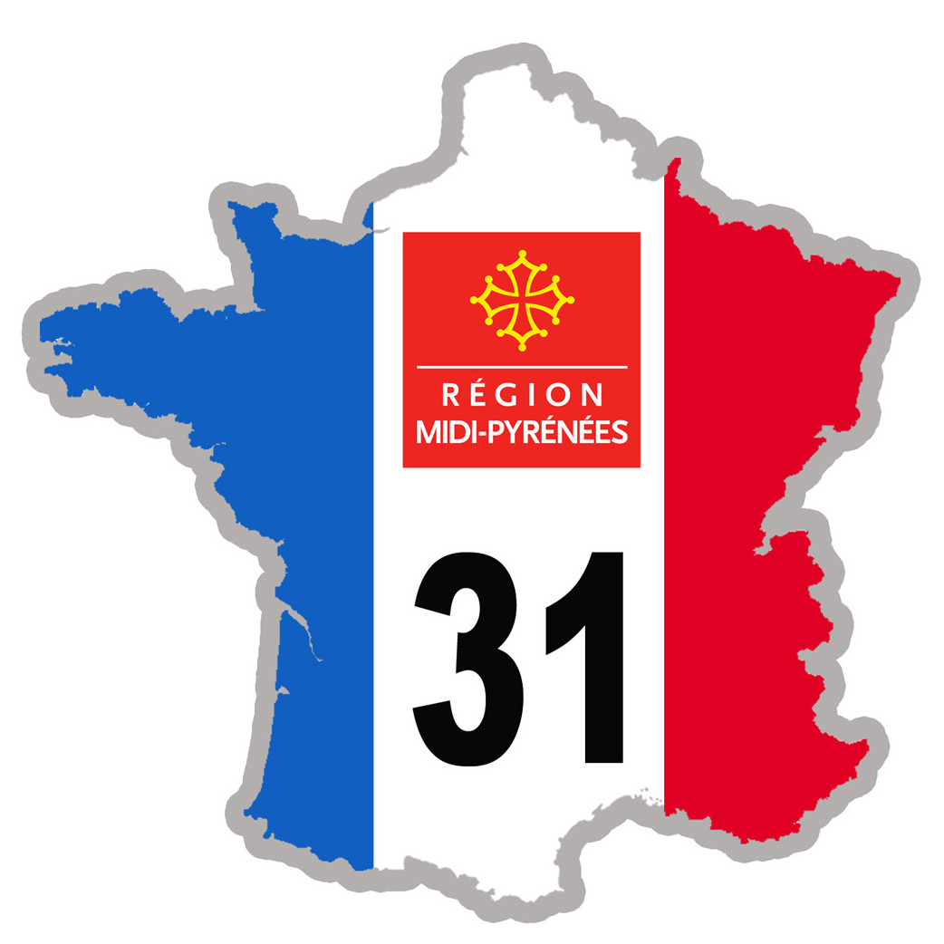 FRANCE 31 Midi Pyrénées - 20x20cm - Sticker/autocollant