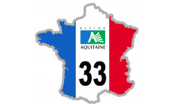 FRANCE 33 région Aquitaine - 5x5cm - Sticker/autocollant