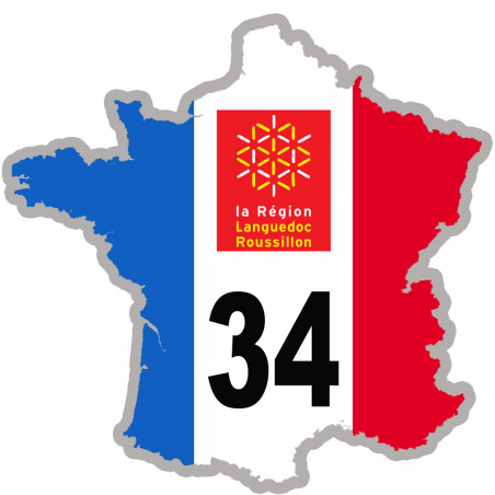 FRANCE 34 région Languedoc Roussillon - 20x20cm - Sticker/autocollant