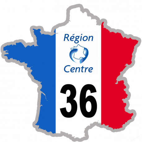 FRANCE 36 région Centre - 10x10cm - Sticker/autocollant