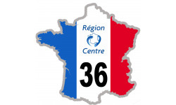 FRANCE 36 région Centre - 20x20cm - Sticker/autocollant