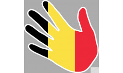 Autocollants : Drapeau Belgique en forme de main  (17x17cm)