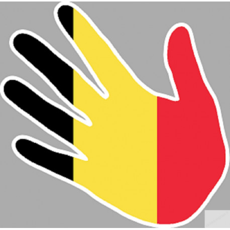Drapeau Belgique en forme de main  (17x17cm) - Sticker/autocollant
