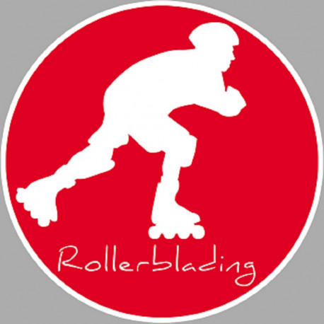 rollerblading rouge - 10cm - Sticker/autocollant