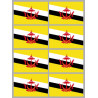 Drapeau Brunei (8 fois 9.5x6.3cm) - Sticker/autocollant