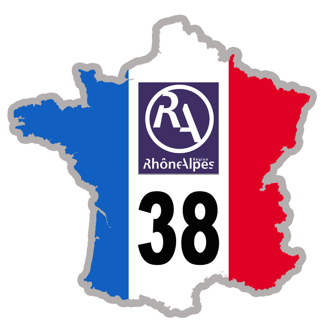 FRANCE 38 Rhône Alpes - 5x5cm - Sticker/autocollant