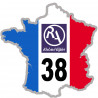 FRANCE 38 Région Rhône Alpes - 15x15cm - Sticker/autocollant