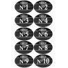 Numéros table de restaurant de 1 à 10 (10 fois 7x5cm) - Sticker/autocollant