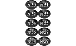 Numéros table de restaurant de 50 à 59 (10 fois 7x5cm) - Sticker/autocollant