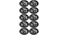 Numéros table de restaurant de 70 à 79 (10 fois 7x5cm) - Sticker/autocollant