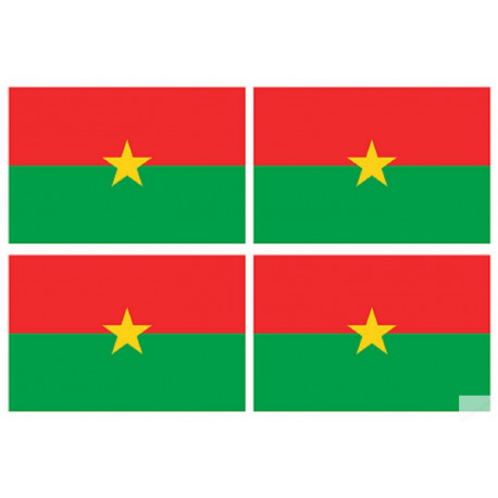 Drapeau Burkina Faso (4 fois 9.5x6.3cm) - Sticker/autocollant