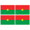 Drapeau Burkina Faso (4 fois 9.5x6.3cm) - Sticker/autocollant