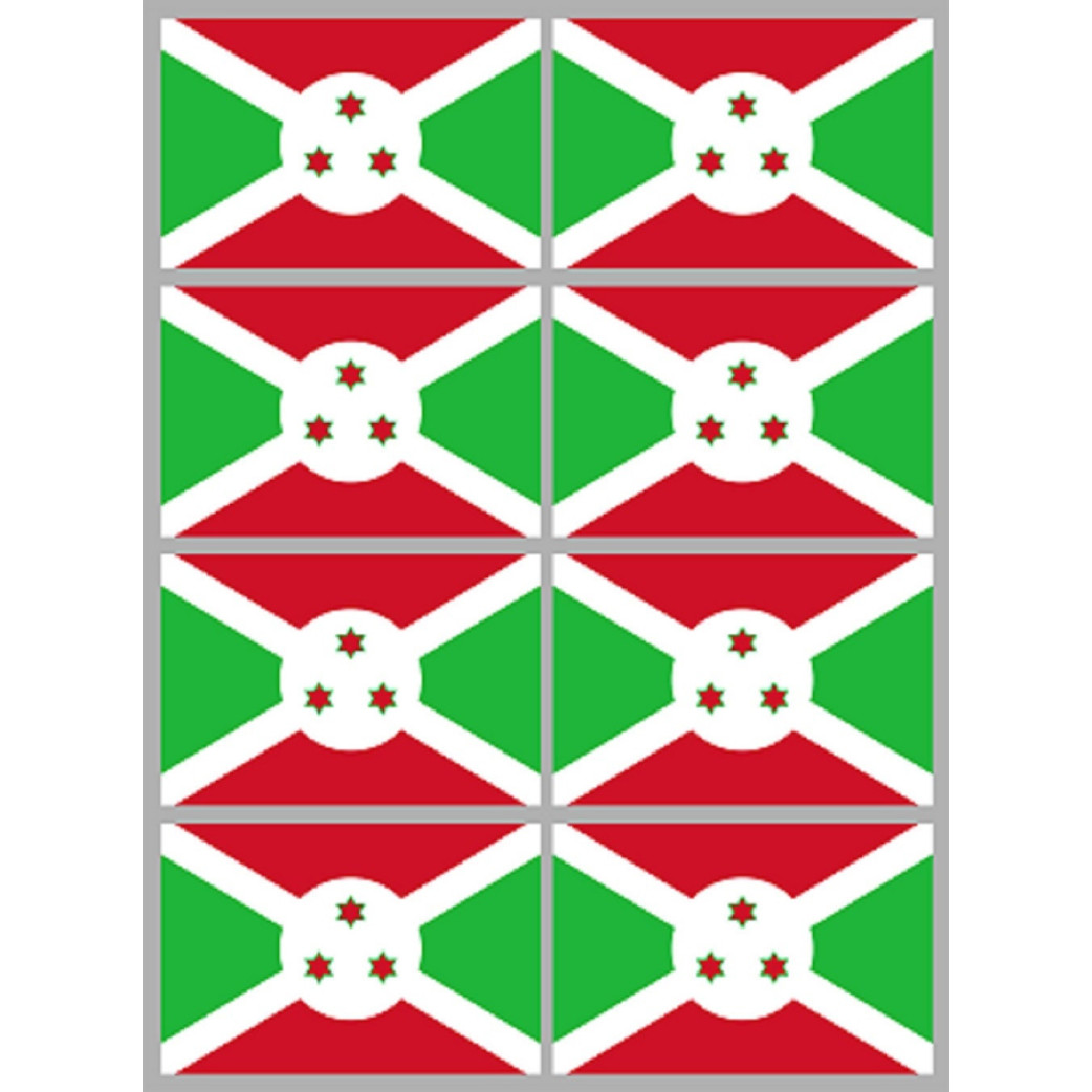 Drapeau Burundi (8 fois 9.5x6.3cm) - Sticker/autocollant