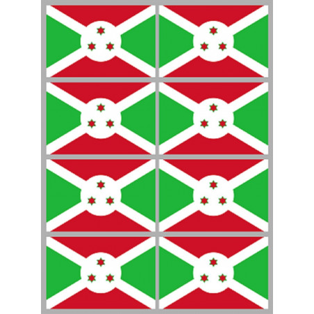 Drapeau Burundi (8 fois 9.5x6.3cm) - Sticker/autocollant