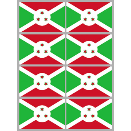 Drapeau Burundi (8 fois 9.5x6.3cm) - Sticker/autocollant