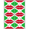 Drapeau Burundi (8 fois 9.5x6.3cm) - Sticker/autocollant