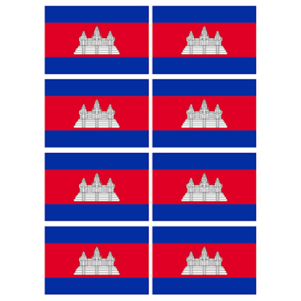Drapeau Cambodge (8 fois 9.5x6.3cm) - Sticker/autocollant